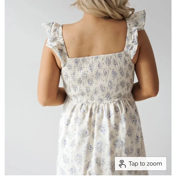 NWT Landry Kate Annabelle cream and blue floral smocked dress - Picture 5 of 6